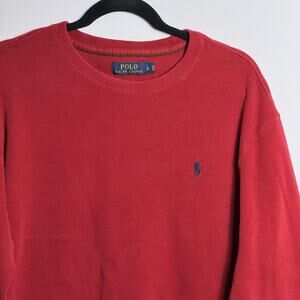 Vtg Polo Ralph Lauren Sweatshirt Men Sz L Crewneck Pullover Red 90s Pony Logo